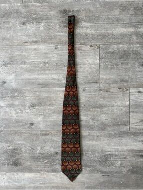 Grateful Dead Green and Brown Geometric Silk Tie